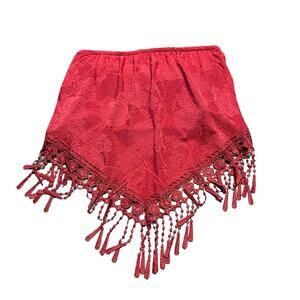 Willow & Root Red Strapless Festival Shirt Size Small with Fringe Buckle Brand